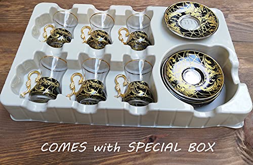 Vintage Turkish Tea Glasses Cups And Saucers Set Of 6 Decorative For Party Adults Fancy Serving Drinking Espresso Coffee Tray Teapot Kettle Women Gift Teacup Indian Style Mugs With Handle Moroccan #TOP3