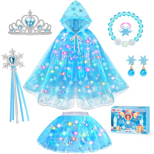 Princess Dress Up for Girls, Unicorn Light up Princess Cape Princess Dress