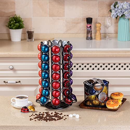 Zcdcp Nespresso Pod Holder, Vertuo Pod Holder Carousel Stand Storage With 360 Degree, Black Coffee Pod Holder Organizer For Nespresso Vertuo, 80 Pods #TOP5