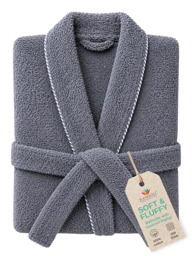 Image of RANGOLI Sunshine 100% Cotton Bathrobes For Women, 500 GSM Free Size Bath Robe With Rope,Ultra-soft, Lightweight & Highly Absorbent Luxurious Bath Gown /Bath Robe