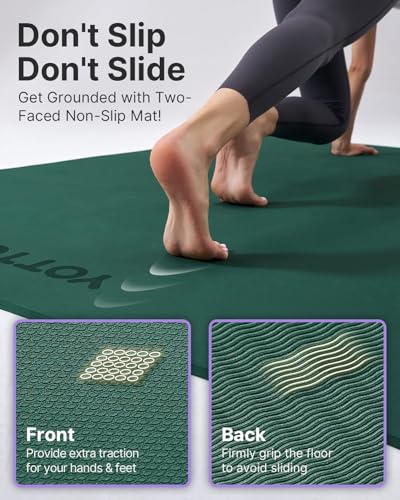 YOTTOY Large Yoga Mat (75 * 52 * 1/2inch),Extra Wide TPE Exercise Mat,Non-Slip Workout Mat for Pilates, Fitness, Barefoot, Home Gym Studio with Strap and Towel