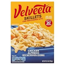 Velveeta Skillets Chicken Alfredo One Pan Dinner Kit with Cheese Sauce Pasta & Seasonings, 6 ct Pack, 12.5 oz Boxes