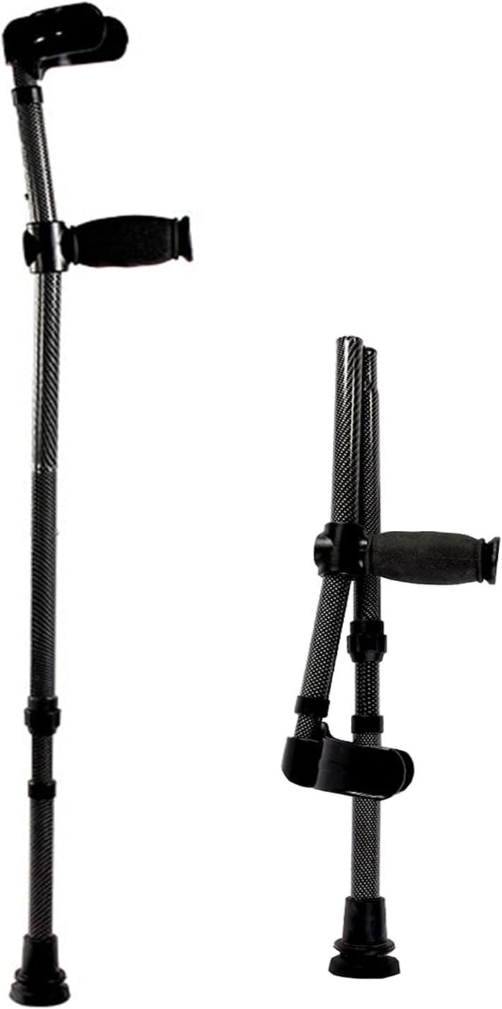 Muletas Plegables de Fibra de Carbono, muletas de antebrazo Ajustables, muletas de Aluminio Ligeras, para Adultos y Adolescentes, 1 Unidad