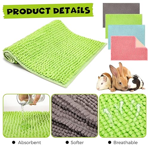 Barydat 8 Pcs Guinea Pig Cage Liner for Guinea Pig Cage Bedding Reusable Rabbit Mat Pad Washable Training Pad Animal Sleeping Bedding Mat(16x12'',Gray, Green, Pink, Blue) - Image 4