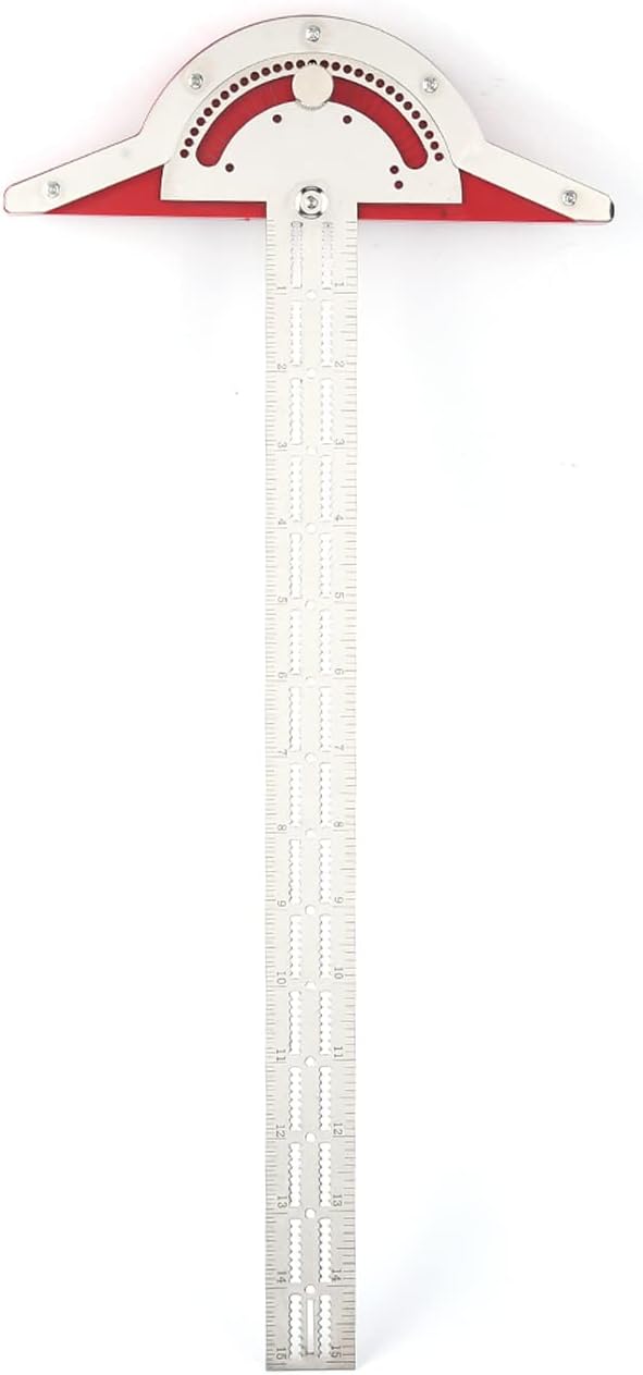 Woodworkers Edge Rule, Adjustable Protractor Angle Finder Stainless Steel Caliper, 0-70 Grad T-Type Woodwork Ruler, Woodworking Ruler Angle Measure Tool for Carpentry Household DIY (15 inches)