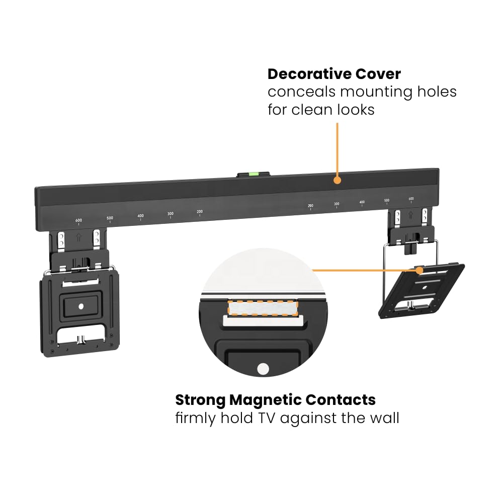 eBii Ultra Slim Micro Gap TV Wall Mount for 42"-80" Tvs, Flush Against the Wall, Universal Fixed TV Wall Bracket, Magnetic Contacts, Decorative Cover, Cable Management Kickstand — view 7