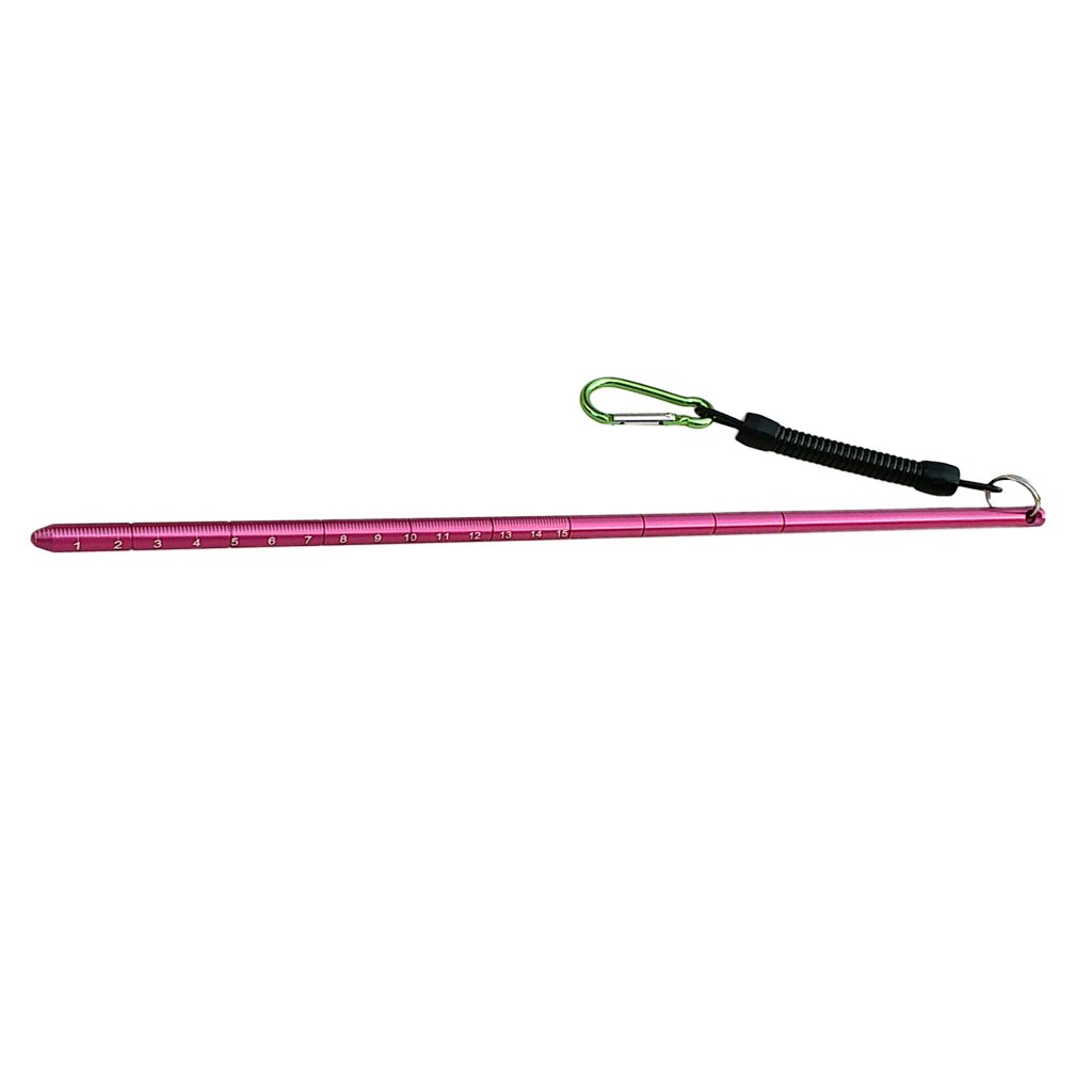 D DOLITY Aluminium Riffstab Taucher Zeigestab mit 34 cm Spiralverlängerung bis 65cm Karabinerhaken für Tauchen Schnorcheln Unterwasser Sport - Rose Rot