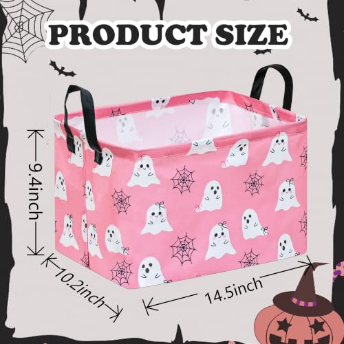 Image of Rec Halloween Ghost Storage Basket Box Hamper Collapsible Organizer Bin Gift Shelf Baskets for Home and Kitchen Storage.