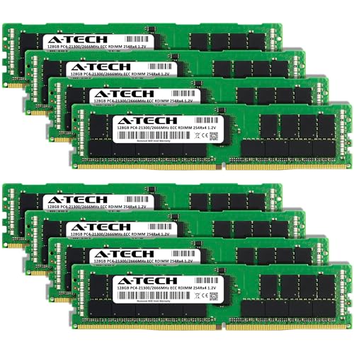 Image of A-Tech 1TB Kit (8x128GB) DDR4 2666MHz PC4-21300 ECC RDIMM 8Rx4 (3DS 2S4Rx4) Octal Rank 1.2V ECC Registered DIMM 288-Pin Server & Workstation RAM Memory Upgrade Modules (A-Tech Enterprise Series)