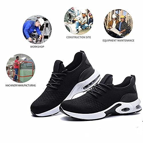 Tosafzxy Work Steel Toe Shoes Men Women, Puncture Proof Steel Toe Sneakers,Work Shoes Slip-Resistant Shoes Lightweight Breathable Air Cushion, Industrial & Construction Comfortable 12 #TOP2