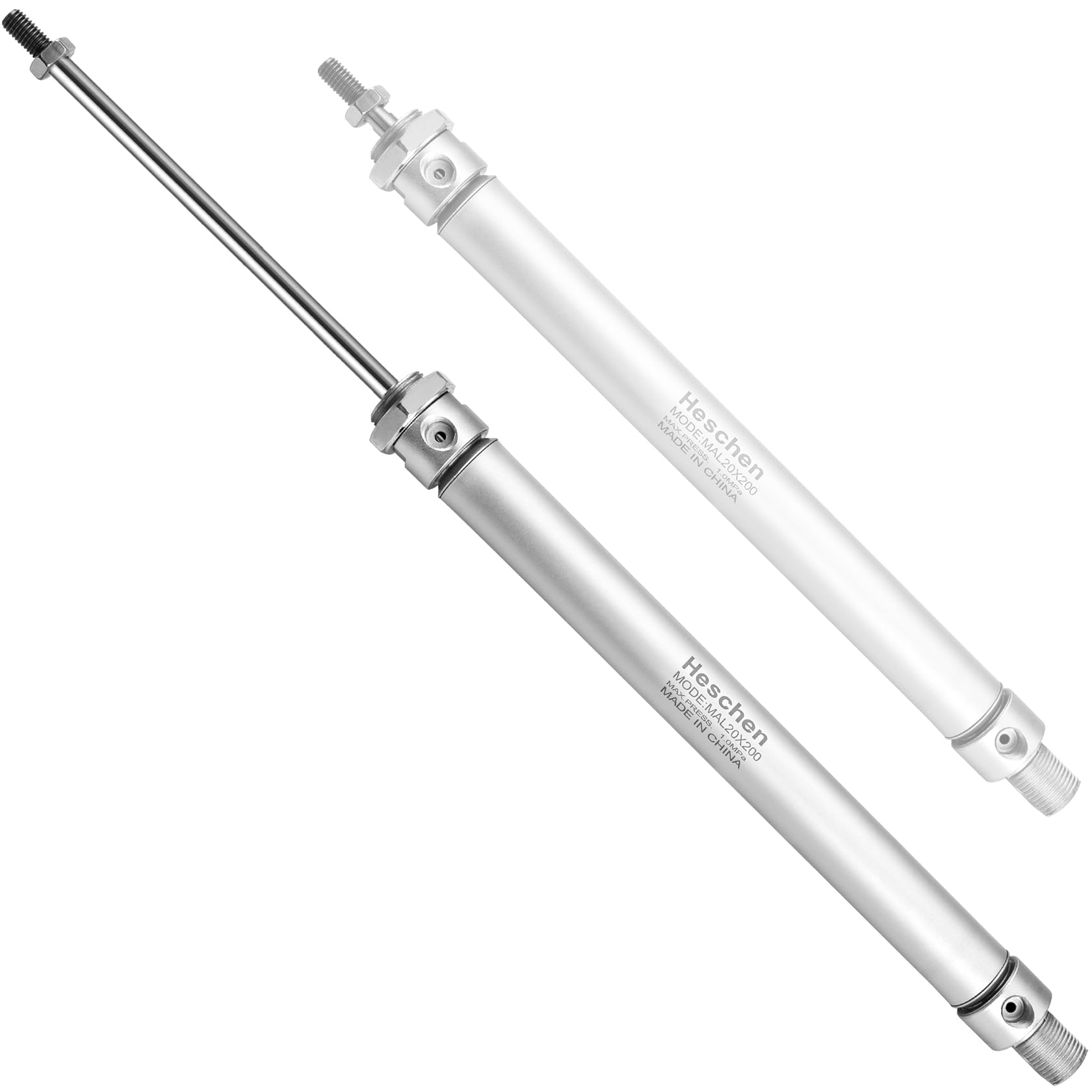Vérin Pneumatique Mince Heschen - Double Effet, Alésage 20 Mm, Course 200 Mm - Parfait Pour L'automatisation Industrielle Et Les Petits Espaces