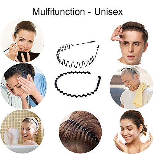 Metal Hair Bands For Men Women's - Multi-Use Headbands Unisex Black Spring Wavy Hair Hoop Band Fashion Headband Headwear Accessories For Sports, Outdoor, Yoga #TOP5