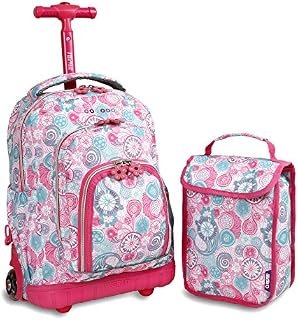 J World New York Kids' Lollipop Rolling Backpack with Lunch Bag, Blue Raspberry
