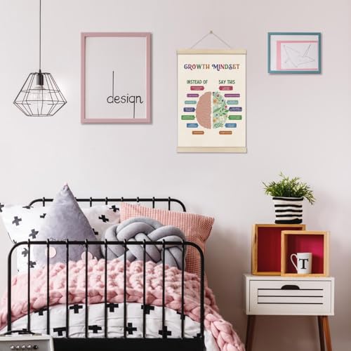 Image of Motivational Wall Decor Gifts, Growth Mindset Posters Hanger Frame 16x12 Inch, Educational Posters for Classroom, Therapy Office Wall Art, Playroom Decor, Teacher Appreciation Gift