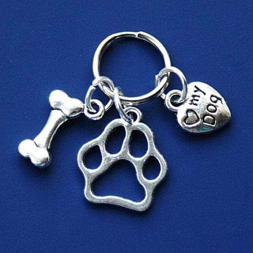 Silver KnightDog Collar Charms Paw Bone & Heart Pet Tags leads Pet supplies