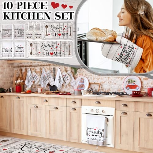 10 Pcs White Farmhouse Kitchen Decor Set Rustic Country Kitchen Accessories by Fourluoo - Used condition - Image 2