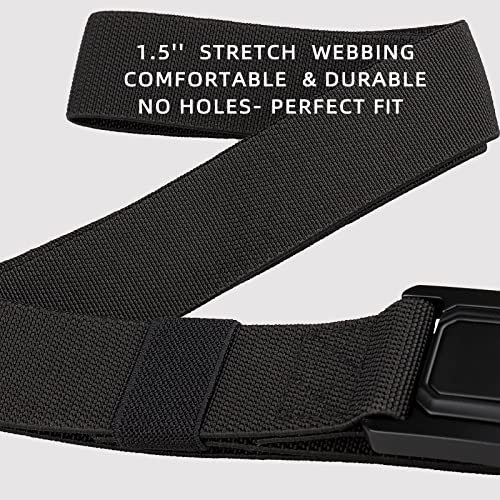 Ruilaibo Stretch Belt For Men Tactical Elastic Webbing Work Belts Nylon Adjustable Heavy Duty Quick Release Upgrade Black Buckle #TOP5