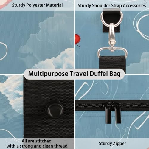 Travel Duffel Bag, Japan Koi Fish Sports Tote Gym Bag Foldable Western Aztec Weekender Bag Carry on Luggage Handle Bag Overnight Shoulder Bag for Women Men,A-0663