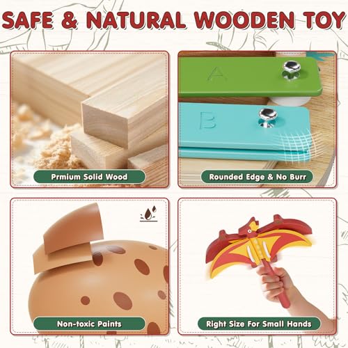 Lehoo Castle Kids Toys Musical Instruments, Toddler Wooden Toys Drum Kit, Baby Toy with Drum Sticks, Baby Rattle, Learning & Education Sensory Toy s for 3 4 5 Year Od Boys Girls - Image 4