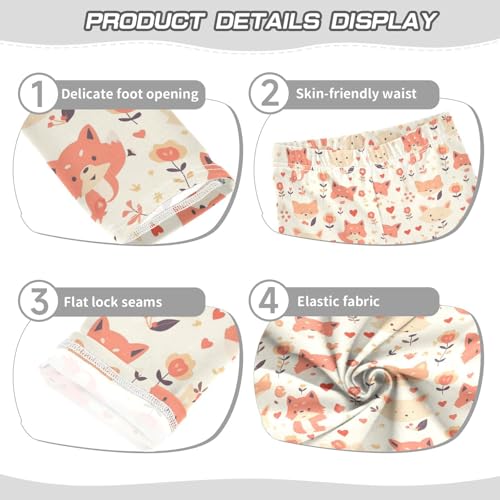 KLL Cute Fox Pattern Foxy Endless Little Girls Basic Leggings Stretchy High Waisted Activewear Sports3