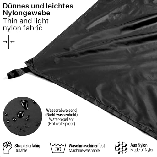 Siegvoll Picknickdecke klein mit praktischem Karabiner, ultraleichte ultradünne tragbare Stranddecke, Outdoor Decke für Picknick, Strand, Camping, Wandern, Fahrrad und Reisen (Schwarz, 2-3 Personen)