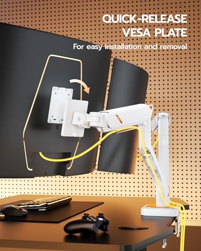 ARES WING 17-45 Inch Monitor Arm Ultrawide Dual Monitor Mount, White - image 7