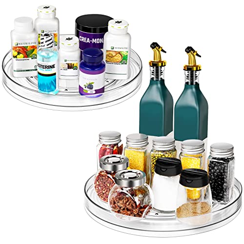 Puricon 2 Bandejas Giratorias de Organizar, Expositor para Especias Lazy Susan, Platos Giratorios Transparentes para Cocina, Baño, Armario y Nevera -29.5 CM Cover
