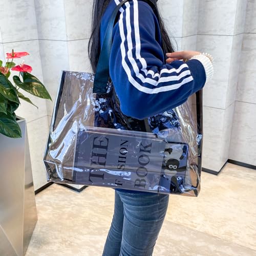 Image of Clear Large Tote Bag - Versatile, Waterproof, Stain Resistant, Transparent Shoulder Tote Bag for Work