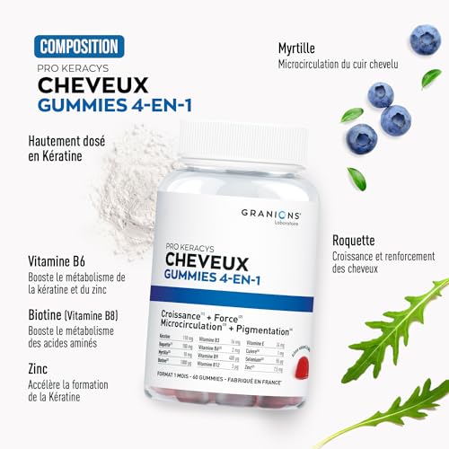 Granions Pro Keracys Cheveux Gummies 4 En 1 Goût Fruits des Bois 60 Gummies Sans Sucres - vue 6