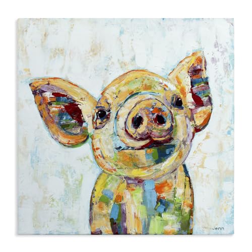 Stupell Industries Happy Farm Pig Modern, 17 x 17 Inch Canvas Wall Art