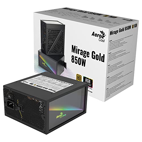 Miniatura 5 de Aerocool MIRAGEGOLD850, Fuente Alimentación PC 850W, RGB Infinity Mirror, 80Plus Gold, Condensadores Japoneses