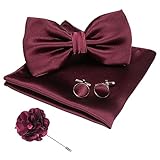 Jemygins - Papillon da uomo modello regolabile multicolore e gemelli quadrati tascabili, s...