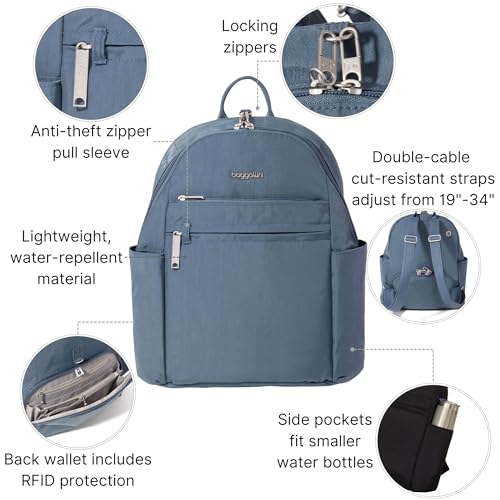 Image of Baggallini Securtex Anti-theft Vacation Travel Backpack 10x13 Slash-Resistant Nylon Daypack w /RFID