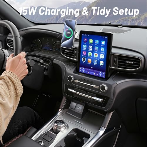 Image of Car Phone Holder for Ford Explorer (2020-2023 2024),MagSafe Car Mount Charger,Magnetic Phone Holder,15W Wireless Charging,Dashboard Phone Holder,360 & Hands Free,2021 2022 Explorer Accessories