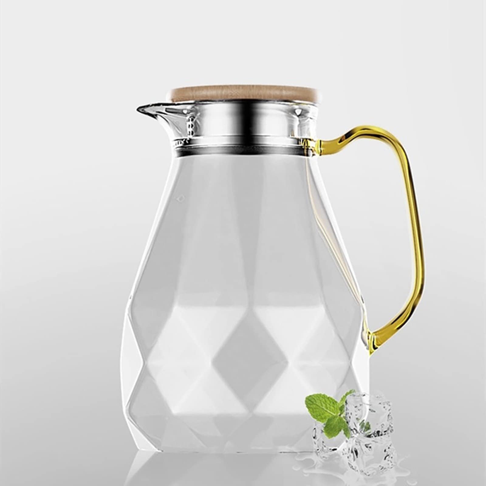 Karaffen Wasser Pigther Hitzebeständige Glaskaraffe mit Deckel mit 4 Tassen Wasserkanne in moderner Diamantdesigndekoration for das Wohnzimmer Wasserkaraffe