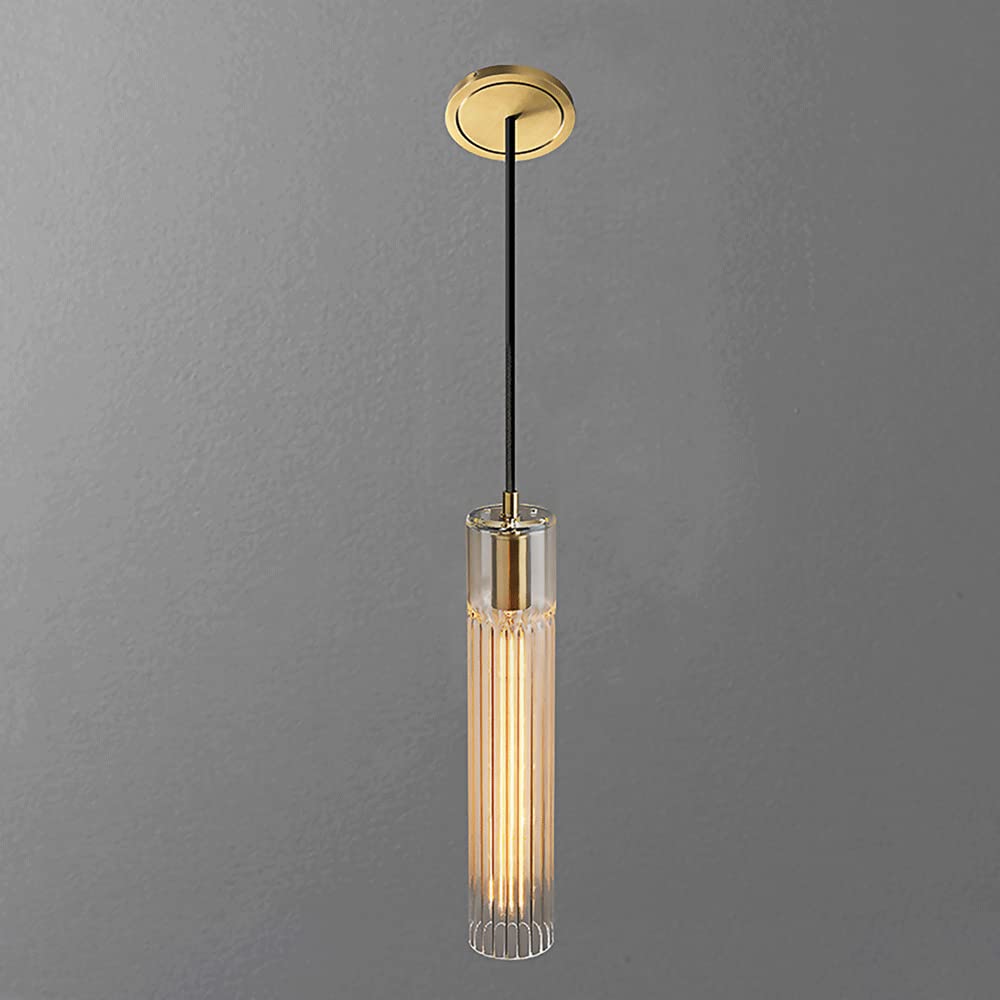 Lámpara de techo de latón H65 de lujo con cristal elegante y altura ajustable para salón