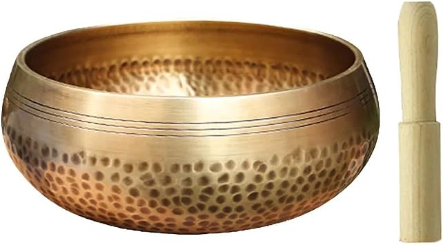 4.3Handmade Buddhist Brass Music Bowl, Singing Bowl with Wood Mallet for Meditation, Yoga, Chanting, Music Therapy