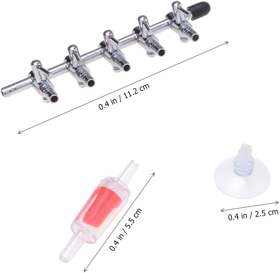 Hemoton Aquarium Air Pump Accessories Set with Air Flow Control Lever Includes Suction Cups and Check Valves Easy to Install Plastic and Stainless Steel Kit