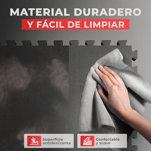 JUPPLIES - Suelo Gimnasio 30x30x1cm - Esterilla Puzzle Fitness de Goma para Suelo - Alfombra Protectora para Gimnasio en Casa - Tatami en Puzzle - Imagen 8