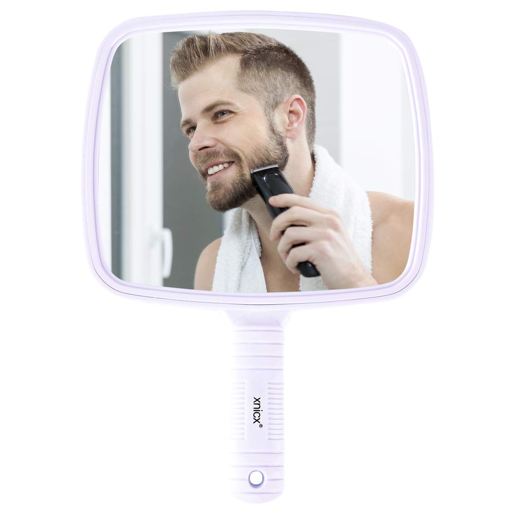 Xnicx Ivory White Hand Mirror Professional Hand Held Mirror Barbers Shaving Salon Mirrors Hairdressers Compact Mirror Tool With Handle For Travel Festival Essentials White