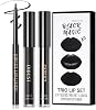 3Pcs Black Matte Liquid Lipstick and Lip Liner Set - Black Lip Gloss Stain Lipliner Set, Moisturizing Velvet Liquid LipstickNon-Stick Cup Lipgloss for Halloween Goth Makeup