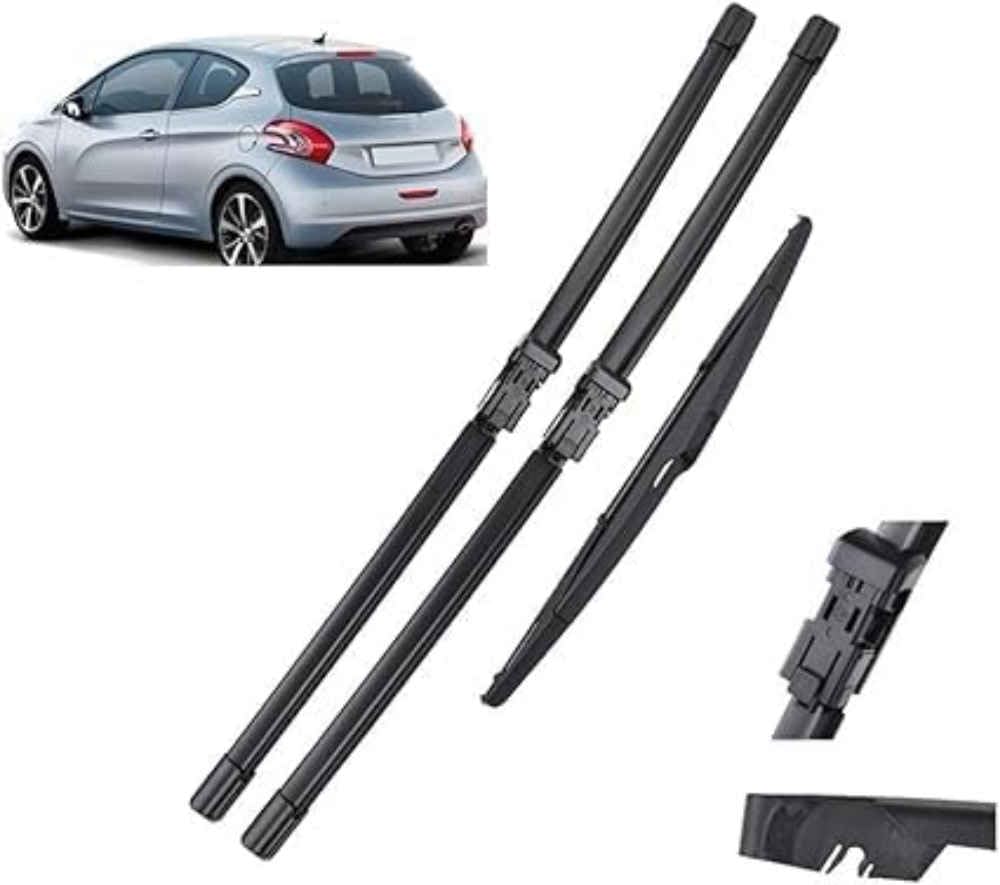 XYUASDGB Premium Exact Fit Windscreen Wiper Blades for Peugeot 208 2012-2018 Durable Natural Rubber Easy Fit for a Quiet and Streak Free Wipe