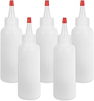 Ninsula 5-Pack 4oz Squeeze Bottles with Red Caps - Leakproof BPA-Free Plastic for Sauces, Ketchup, Mustard, Oil, Crafts & Travel