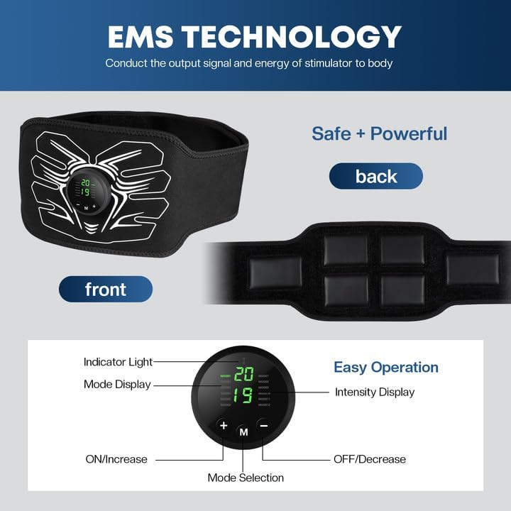 Miniatura 3 de Máquina muscular de cinturón estimulador ABS cinturón de tonificación abdominal EMS Fitness - Entrenador de entrenamiento Vital Flex Core para