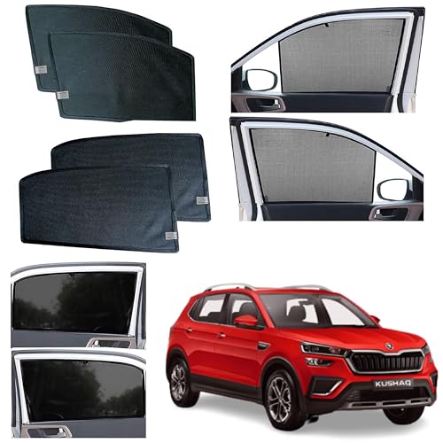 Image of WolkomHome Car Accessories Fix Curtain Window Shades Half Curtains Sunshade for Kushaq