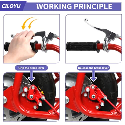 Image of Mini Bike Rear Brake Caliper, Brake Lever Kit Compatible with Monster Mega Moto MMB80 GMB100 Colemen CT100U CC100X Baja DB30 Monster Motovox MBX10 MBX11 Predator 79cc 97cc 100cc Engine Parts