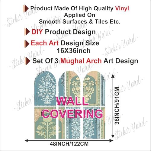 Image of StickerYard Pichwai Design Arch DIY Home Decoration Sticker Wall Art for Room Decor Aesthetic Standard Size 91X122CM
