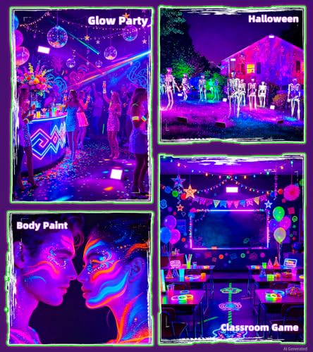 Image of TigQiang 50W 8 Pack Black Light, Blacklight Glow Party Supplies Halloween