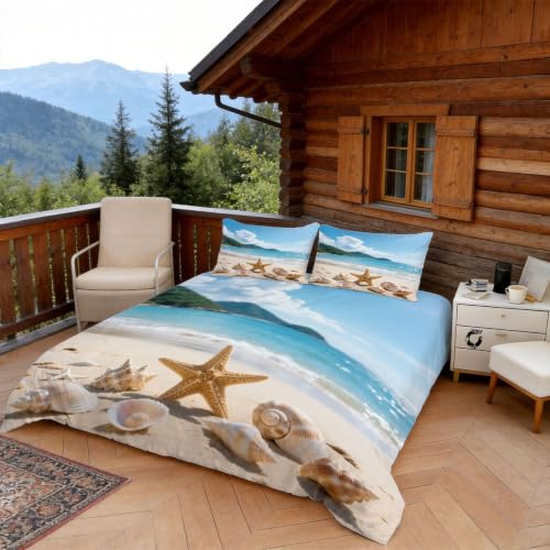 Housse de couette 240 x 260 grand confort microfibre au motif conch shell raffiné - 3