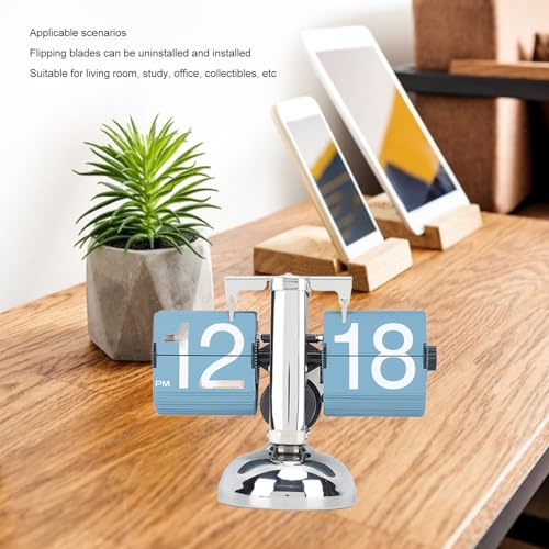 Reloj abatible mecánico de mesa azul estilo retro vintage con engranaje 3